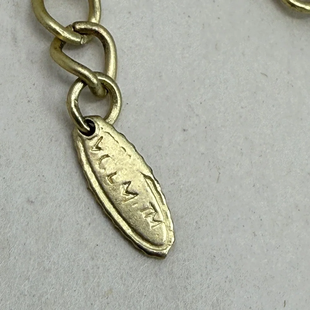 VCLM‎ Flower Necklace Crystal Accents Adjustable Chain Gold Tone 90s Vintage